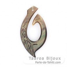 Pendiente en nacarado de Tahiti