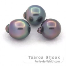 Lote de 3 Perlas de Tahiti Semi-Barrocas B/C 10 mm