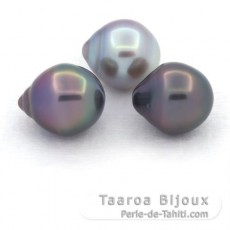 Lote de 3 Perlas de Tahiti Semi-Barrocas B 11 mm