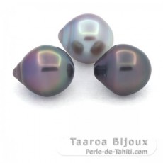 Lote de 3 Perlas de Tahiti Semi-Barrocas B 11 mm