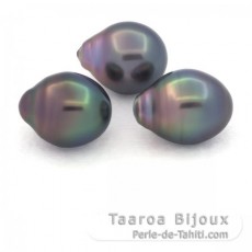 Lote de 3 Perlas de Tahiti Semi-Barrocas B 11.1 mm