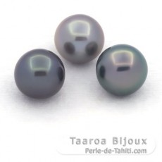 Lote de 3 Perlas de Tahiti Semi-Redondas C de 9.3 a 9.5 mm