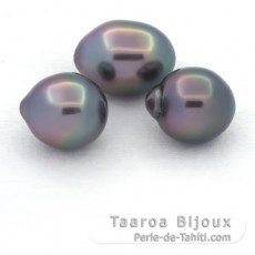 Lote de 3 Perlas de Tahiti Semi-Barrocas B de 11 a 11.2 mm