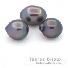 Lote de 3 Perlas de Tahiti Semi-Barrocas B de 11 a 11.2 mm