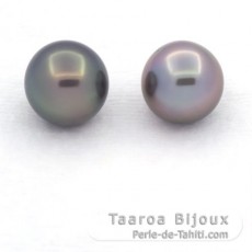 Lote de 2 Perlas de Tahiti Semi-Redondas C de 10.4 a 10.6 mm