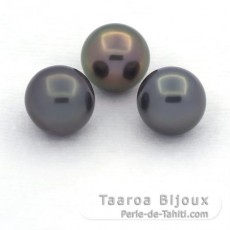Lote de 3 Perlas de Tahiti Redondas C de 9.2 a 9.4 mm