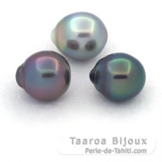 Lote de 3 Perlas de Tahiti Semi-Barrocas C de 11 a 11.4 mm