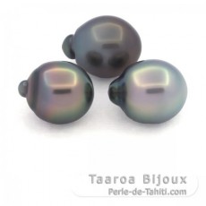 Lote de 3 Perlas de Tahiti Semi-Barrocas B de 11 a 11.3 mm