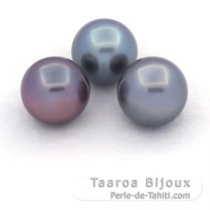 Lote de 3 Perlas de Tahiti Semi-Barrocas C de 11 a 11.4 mm