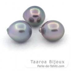 Lote de 3 Perlas de Tahiti Semi-Barrocas C de 11 a 11.4 mm