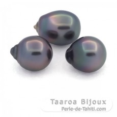 Lote de 3 Perlas de Tahiti Semi-Barrocas B de 11 a 11.3 mm