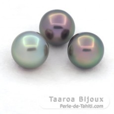 Lote de 3 Perlas de Tahiti Semi-Barrocas B 10.8 mm