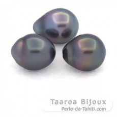 Lote de 3 Perlas de Tahiti Semi-Barrocas B de 10.7 a 10.9 mm