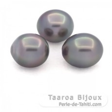 Lote de 3 Perlas de Tahiti Semi-Barrocas B de 10.6 a 10.9 mm