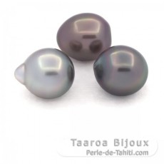 Lote de 3 Perlas de Tahiti Semi-Barrocas B de 10.6 a 10.8 mm