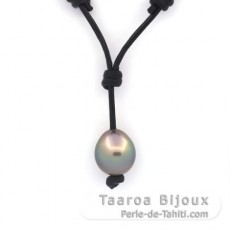 Collar de Cuero y 1 Perla de Tahiti Semi-Barroca C 11.3 mm