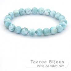 Pulsera de 23 perlas de Larimar - 7.9 a 8.2 mm - 17 cm - 17.7 gr