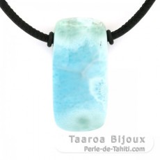 Collar de Cuero y 1 Larimar - 36.5 x 18 x 9.5 mm - 13.9 gr