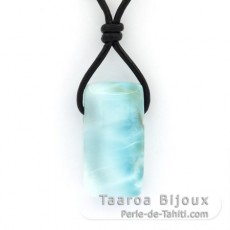 Collar de Cuero y 1 Larimar - 27 x 14 x 8.2 mm - 7.1 gr