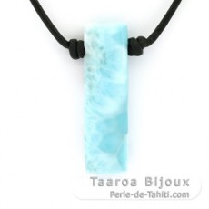 Collar de Cuero y 1 Larimar - 37 x 11 x 6.8 mm - 6.3 gr