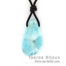 Collar de Cuero y 1 Larimar - 31 x 17 x 9 mm - 8.2 gr