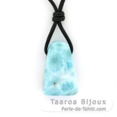 Collar de Cuero y 1 Larimar - 25.5 x 16 x 10 mm - 7.7 gr