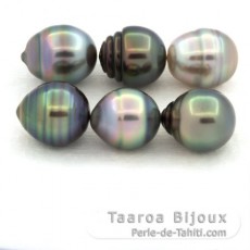 Lote de 6 Perlas de Tahiti Anilladas B de 9.1 a 9.4 mm