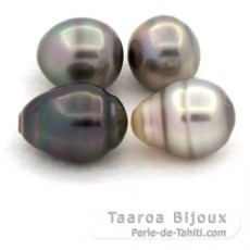 Lote de 4 Perlas de Tahiti Anilladas B/C de 10 a 10.3 mm