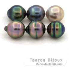 Lote de 6 Perlas de Tahiti Anilladas B+ de 9.1 a 9.4 mm