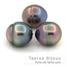 Lote de 3 Perlas de Tahiti Anilladas C de 10 a 10.4 mm