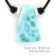 Collar de Cuero y 1 Larimar - 26 x 18 x 8 mm - 6.5 gr