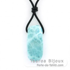 Collar de Cuero y 1 Larimar - 34 x 15 x 8 mm - 8.4 gr