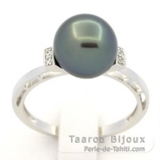 Anillo de Plata y 1 Perla de Tahiti Redonda B 9.3 mm