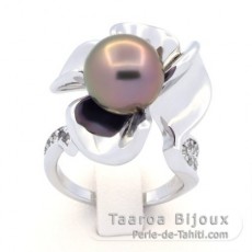 Anillo de Plata y 1 Perla de Tahiti Redonda BC 10 mm