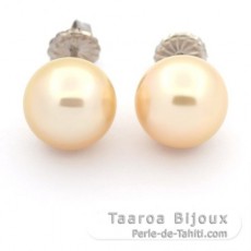 Aretes de Plata y 2 Perlas de Australia Semi-Redondas C 11.6 mm
