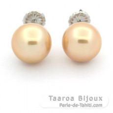 Aretes de Plata y 2 Perlas de Australia Semi-Barrocas C 11.6 mm