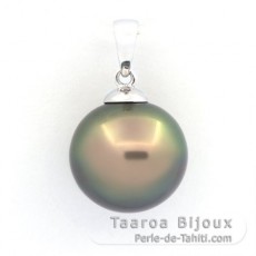 Colgante de Plata y 1 Perla de Tahiti Semi-Barroca C 12.8 mm