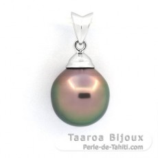 Colgante de Plata y 1 Perla de Tahiti Semi-Barroca B 10.8 mm