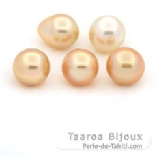 Lote de 5 Perlas de Australia Semi-Barrocas C de 9.5 a 9.9 mm