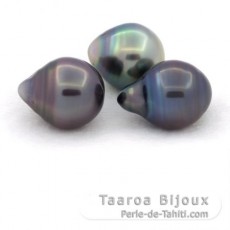 Lote de 3 Perlas de Tahiti Anilladas C de 10.5 a 10.8 mm