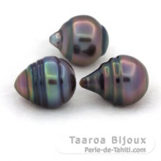 Lote de 3 Perlas de Tahiti Anilladas C de 10.5 a 10.8 mm