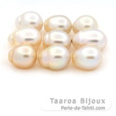 Lote de 9 Perlas de Australia Semi-Barrocas BC de 12 a 12.6 mm