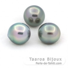 Lote de 3 Perlas de Tahiti Semi-Barrocas C de 9.6 a 9.9 mm