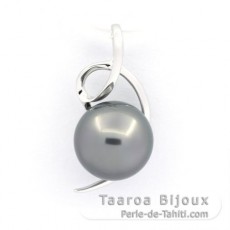 Colgante de Plata y 1 Perla de Tahiti Redonda C 8.7 mm