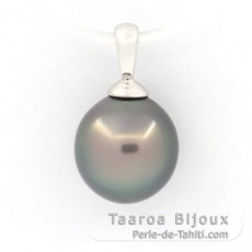 Colgante de Plata y 1 Perla de Tahiti Semi-Barroca B 9.7 mm