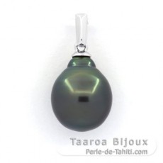 Colgante de Plata y 1 Perla de Tahiti Semi-Barroca B 10.4 mm