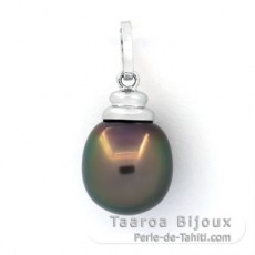 Colgante de Plata y 1 Perla de Tahiti Semi-Barroca B 10.7 mm