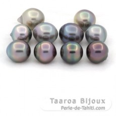 Lote de 10 Perlas de Tahiti Semi-Barrocas C de 9.5 a 9.9 mm