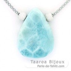 Collar de Plata y 1 Larimar - 27 x 20 x 7 mm - 6.8 gr