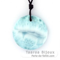 Collar de Cuero y 1 Larimar - 30 x 8.5 mm - 13.9 gr